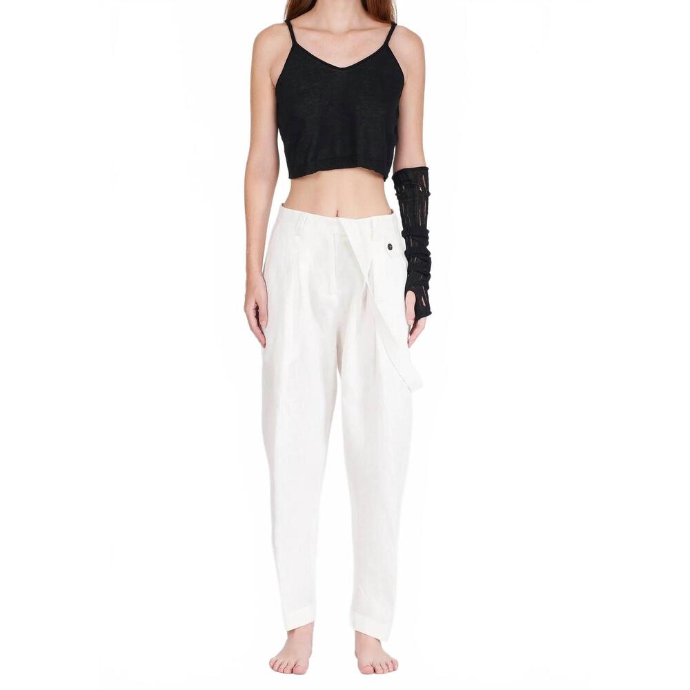 NEW ISABEL BENENATO high-rise suspender pants in white